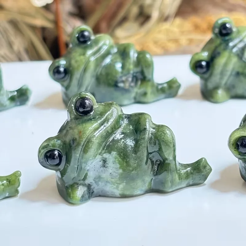 Figurine de grenouille en cristal naturel brut poli, Ornement de bureau zen, Décoration animale Feng Shui pour la maison et le bureau, pour la guérison et la pleine conscience