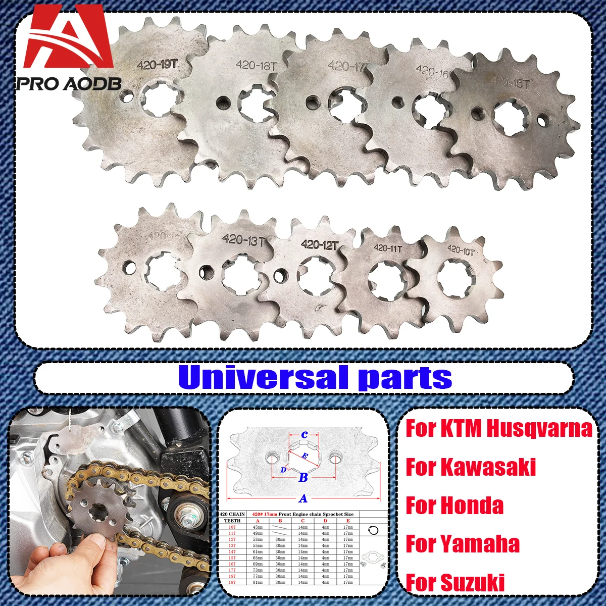 

420# 17mm 10-19T Tooth Front Engine Sprocket For 50-160cc Orion Apollo Dirt Pit Bike Buggy Honda ZongShen Scooter Motorcycle