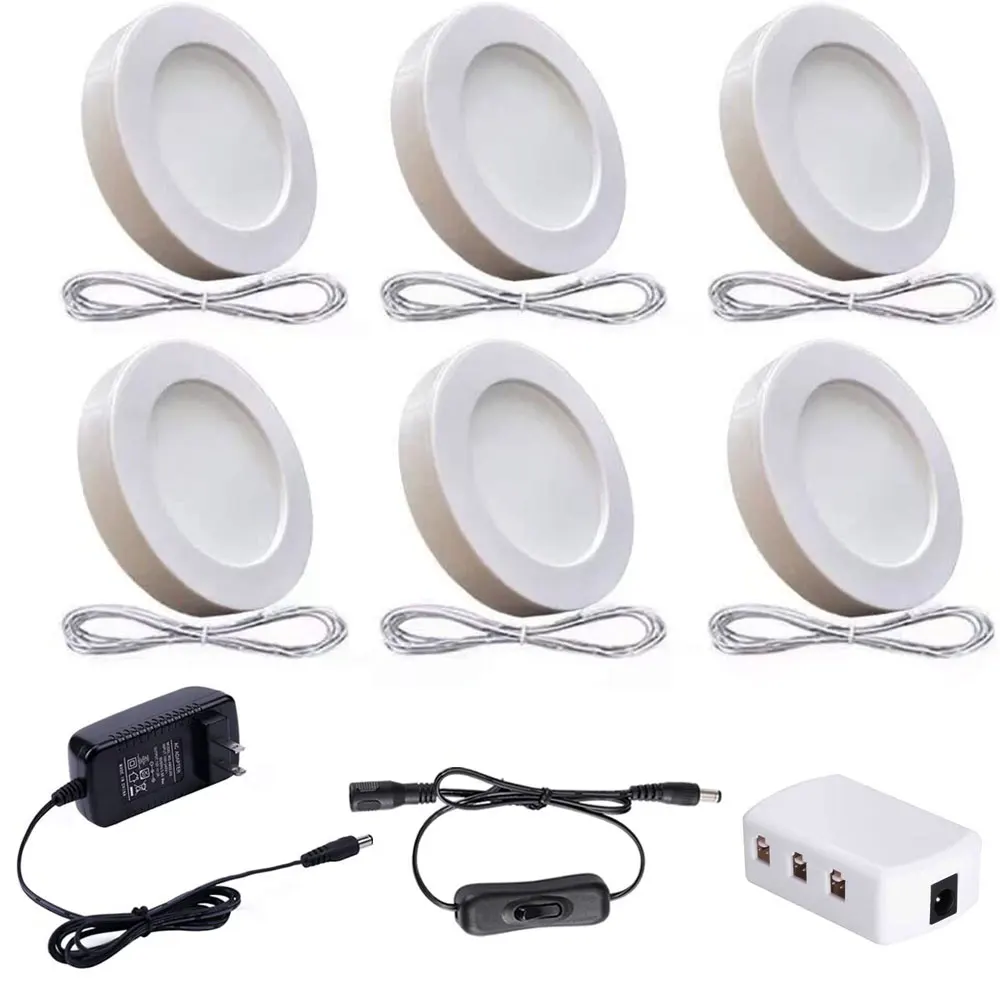 DIY Kitchen Cabinet LED Bulb Puck Light Kit with Switch Driver LED Cabinet Light Living Room Bedroom Gallery Museum Lighting