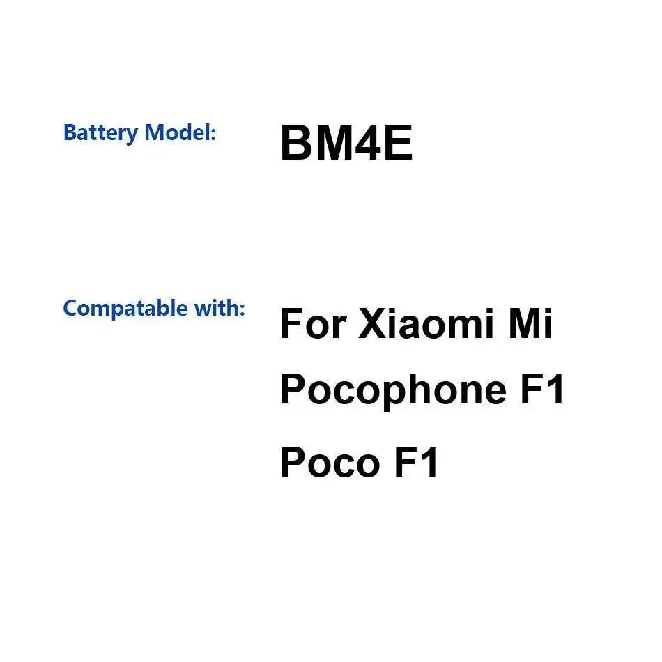 

Надежный источник питания для аккумулятора мобильного телефона для Xiaomi MI Pocophone F1 Poco 4000 мАч BM4E