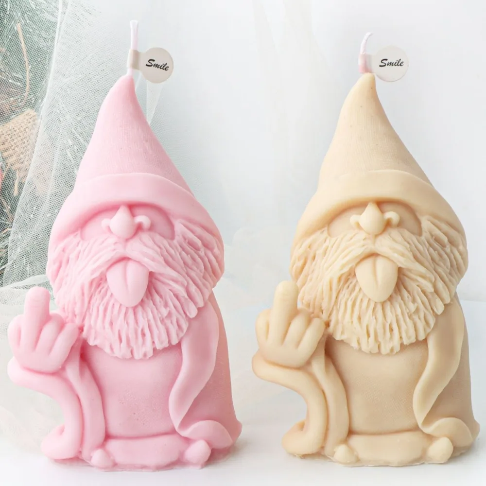 Cute Grimace Santa Claus Candle Silicone Mold Gestures Put Out Tongue Dwarf Plaster Soap Making Chocolate Christmas Decor Gift