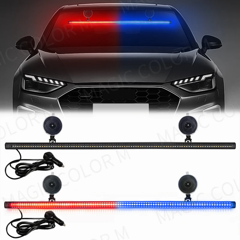 

96 LED Strobe Lights For Emergency Flash Warning Lamp Windshield Bar 3030 Beads Red Blue Amber White Green Car Light Assembly
