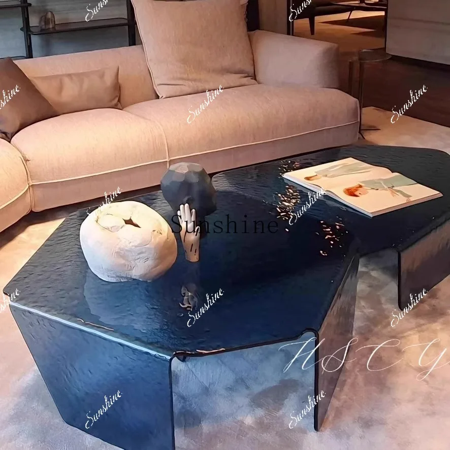 Italian light luxury villa living room irregular colorful edge few acrylic water ripple coffee table  FT