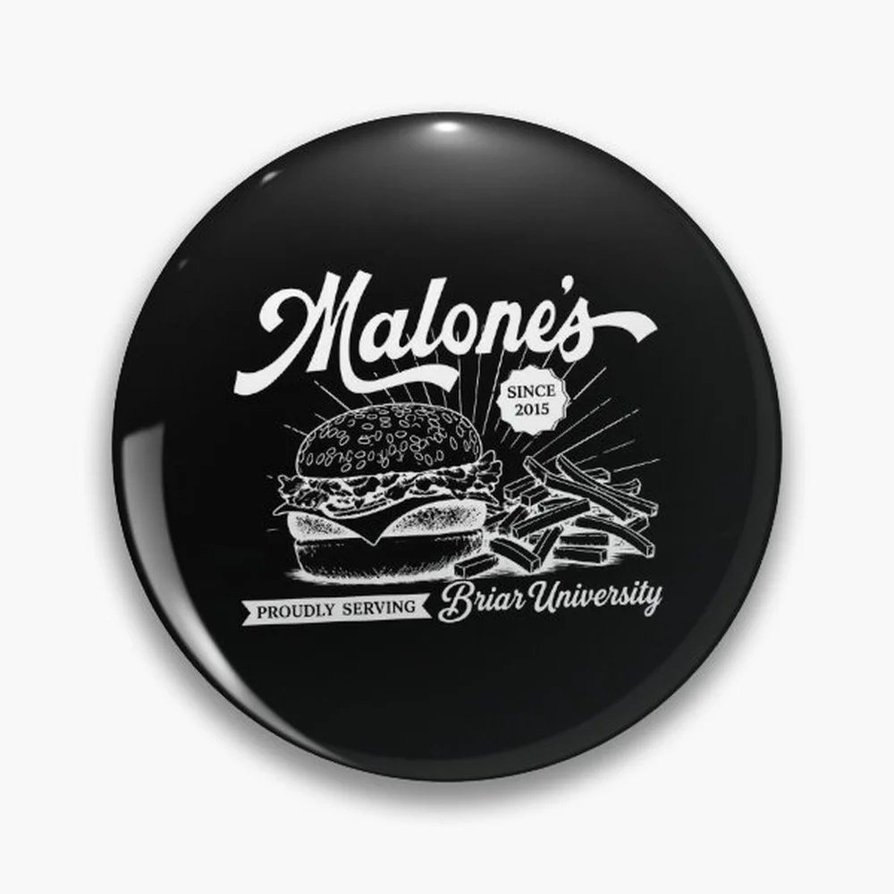 Off Campus - Malone's Diner, Retro Burger Restaurant, Briar University, Hockey Romance Pin Holographic Star Heart Pin Brooches L