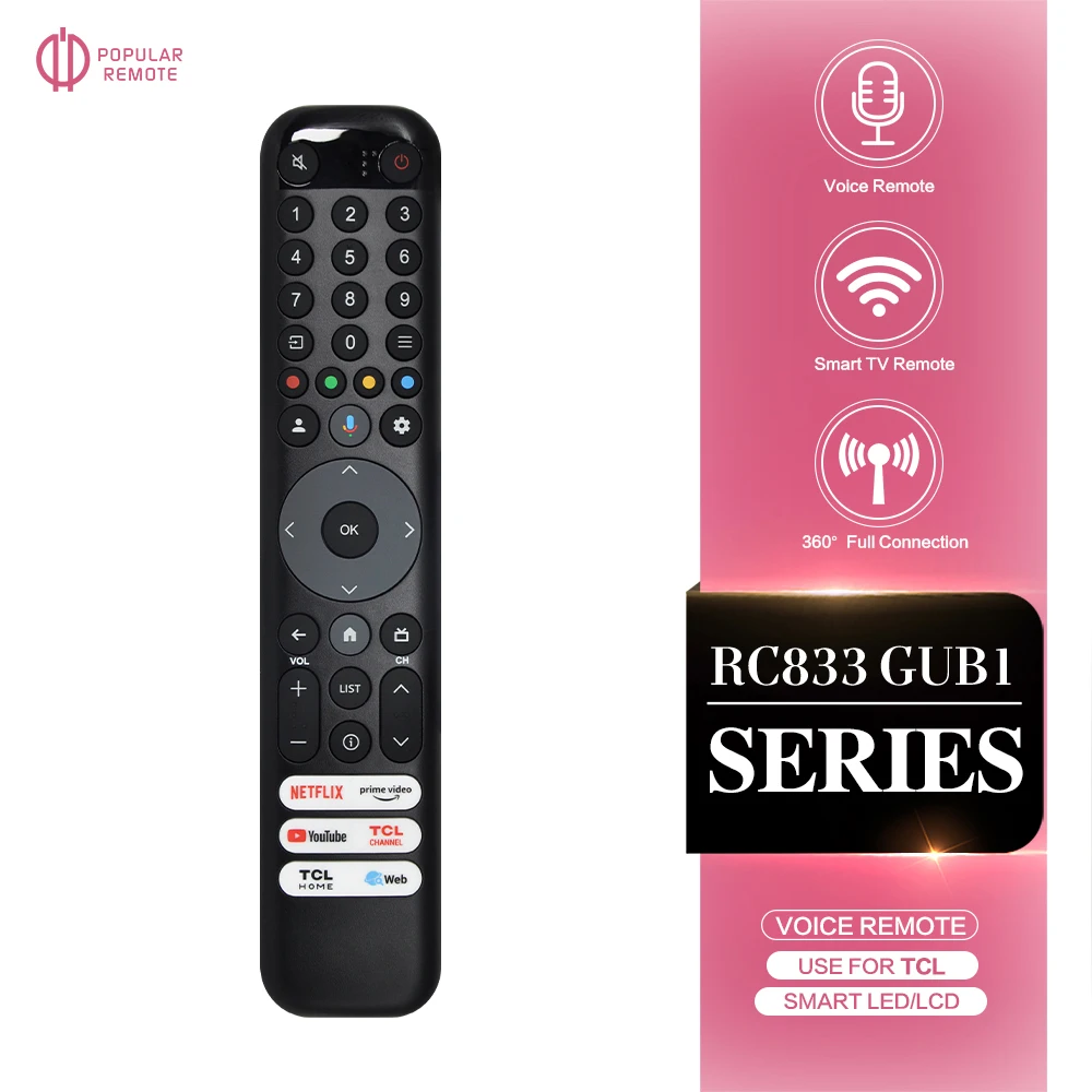 RC833 GUB1 Replacement Voice Remote Control Compatible TCL Smart TV 55C645 65C645 85C845 65C845 85C645 43C645