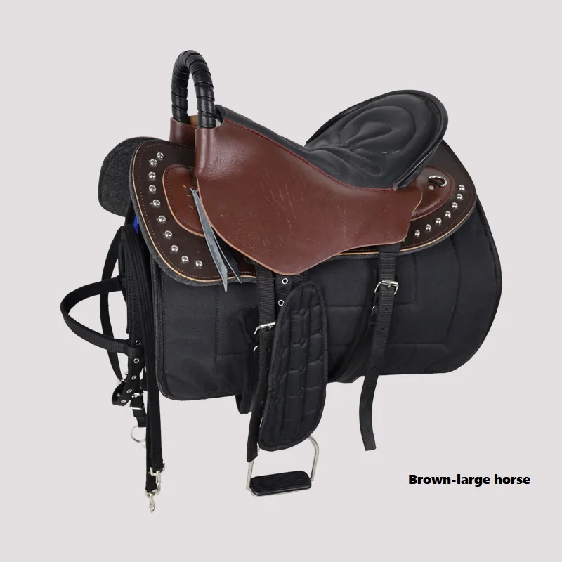 Leather Tourist Riding Saddle Complete Kit, Durable Saddle Accessories for Ponies, Multi Size Available