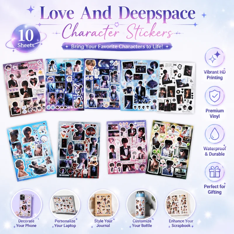 Love And Deepspace  Zayne Rafayel Xavier Waterproof Decorative Stickers For Phone Luggage Laptop Diy Decoration Fan Merchandise