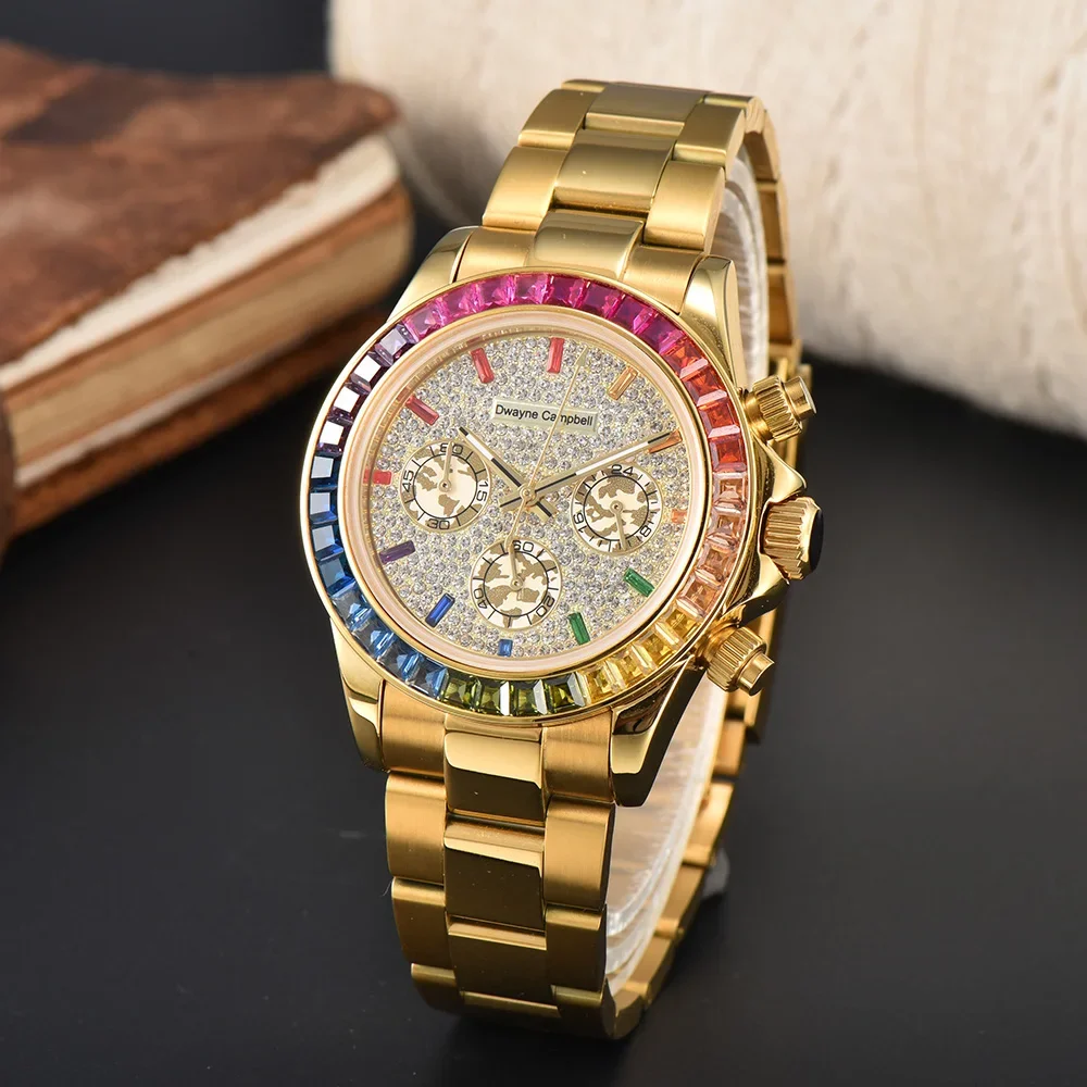 Luxury Brand 39mm Mens watch Stainless Steel Case Moonwatch For Mens Business Chronograph VK63 quartz movement