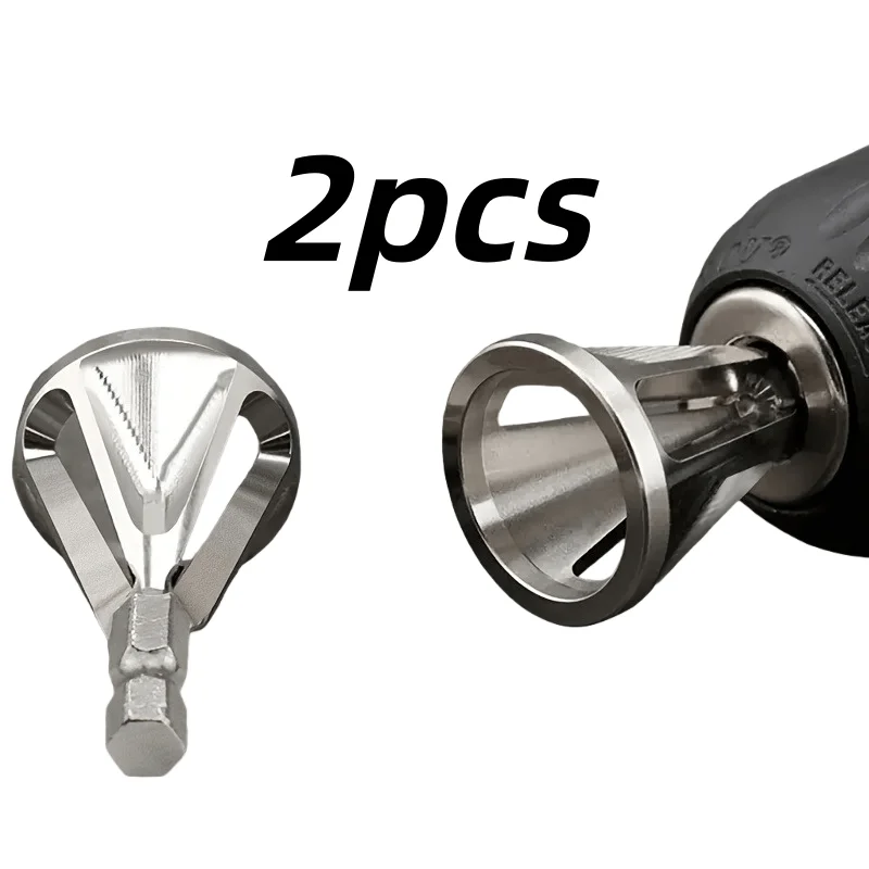 

2pcs New Type Chamfering Tool, Chuck Drill Tool for Metal Burrs Removal and External Chamfering, Grinding Angle Trimming