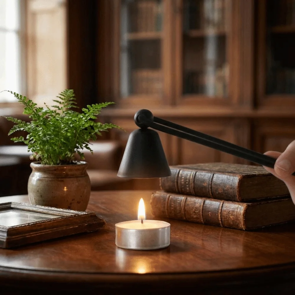 Luxury Bell Shaped Candle Snuffer Long Handle Vintage Flame Stoppers Non-Slip Heat Resistant Wick Extinguisher Living Room