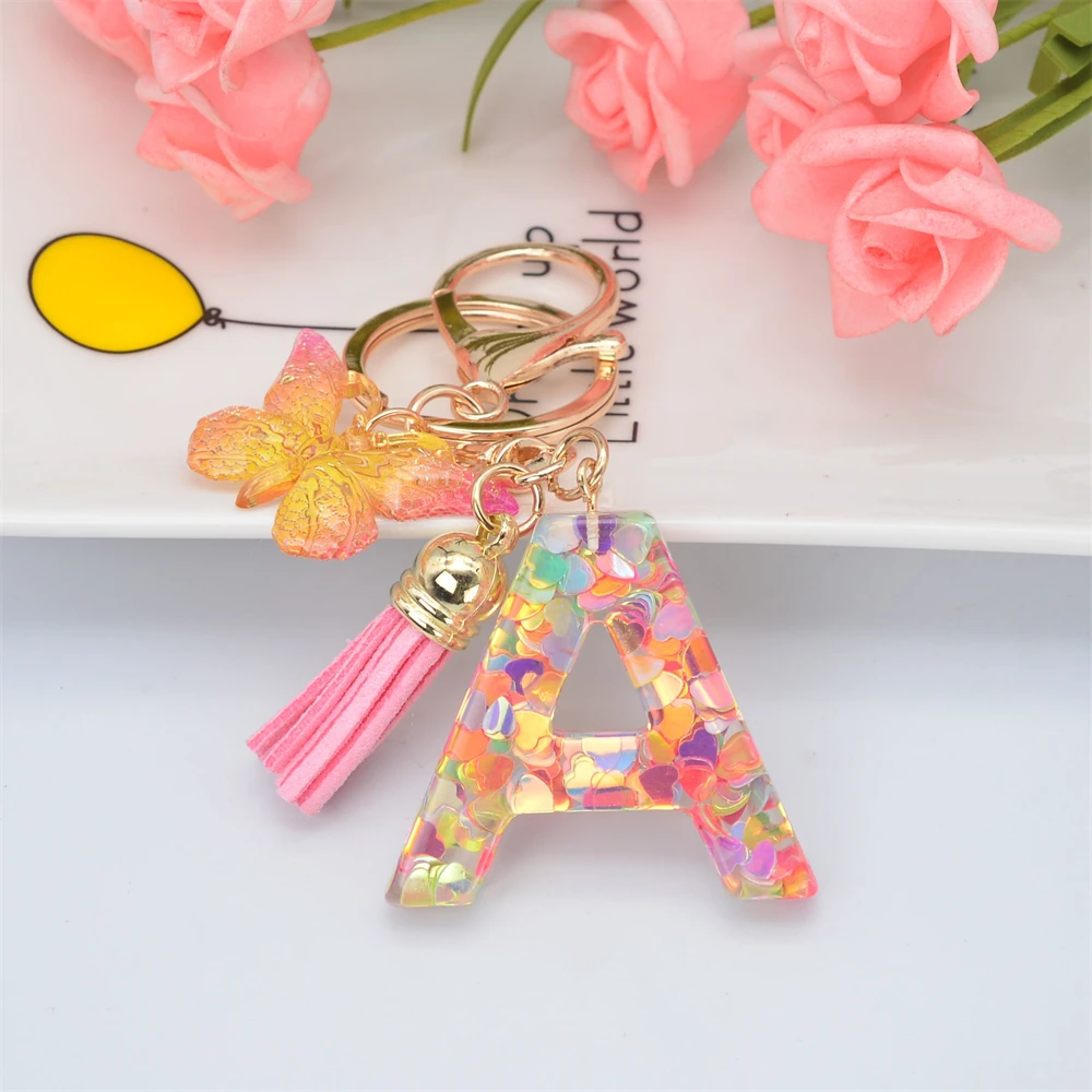 Mode DIY A-Z Buchstaben schlüsselbund Metall Halter Pendent Schlüssel Kette Frauen Auto Schlüssel Ring Einfache Brief Name Schlüssel Party geschenk Schmuck – Detail 7