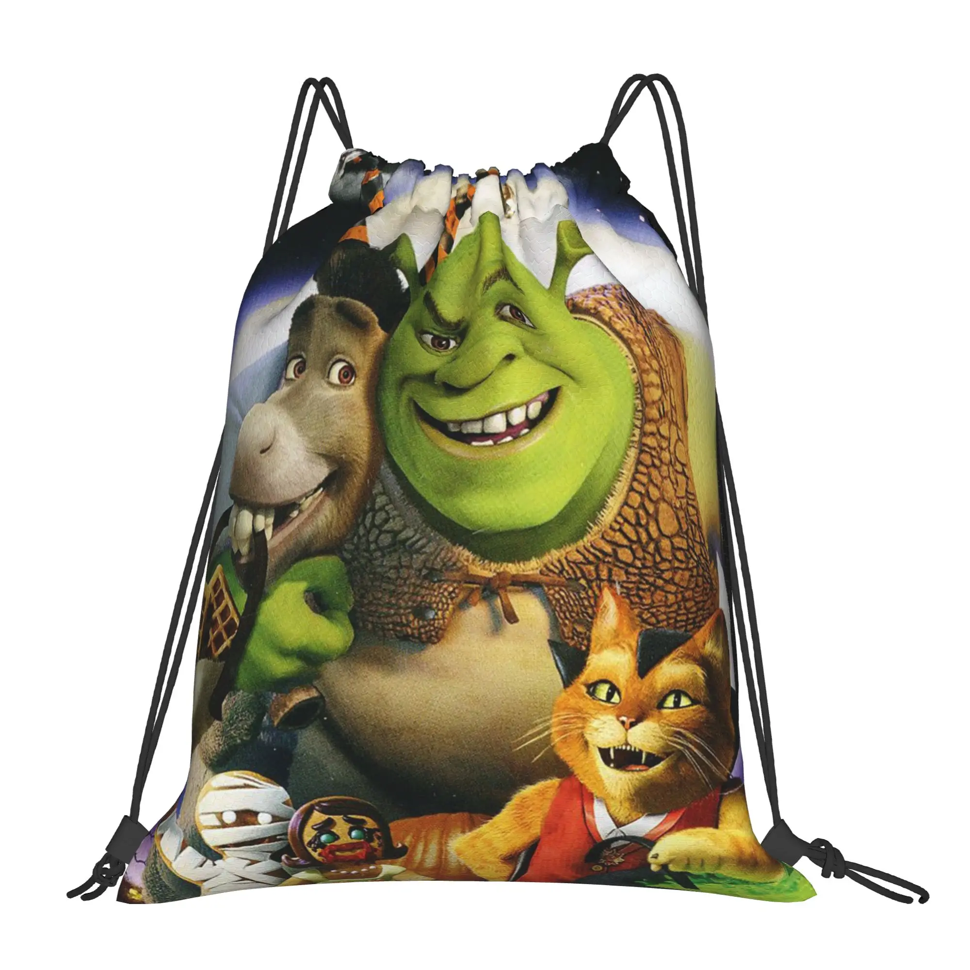 Shreks Bag Drawstring Backpack Sports Gym Sackpack Water Resistant Donkey Comedy Anime String Bags Running 36cm (W) x 43cm (H)
