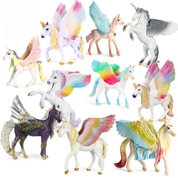 Rainbow Unicorn Mythical Animal Big Horse Realistic Appearance ABS Material Model Static Animal Children's Toy Cute Decoration