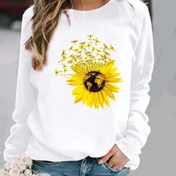 Europe and United States Butterfly Dandelion Print Pattern Crewneck Hoodie Top Sweatshirt  Streetwear Women  Clothes Sweatshirts