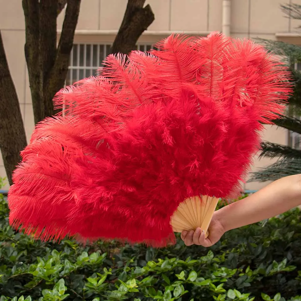 

Natural Ostrich Feathers Big Fan Hand Held Folding 100CM OPen Size Fans Hand Fan for Performance Dance Party Carnival Show Prop