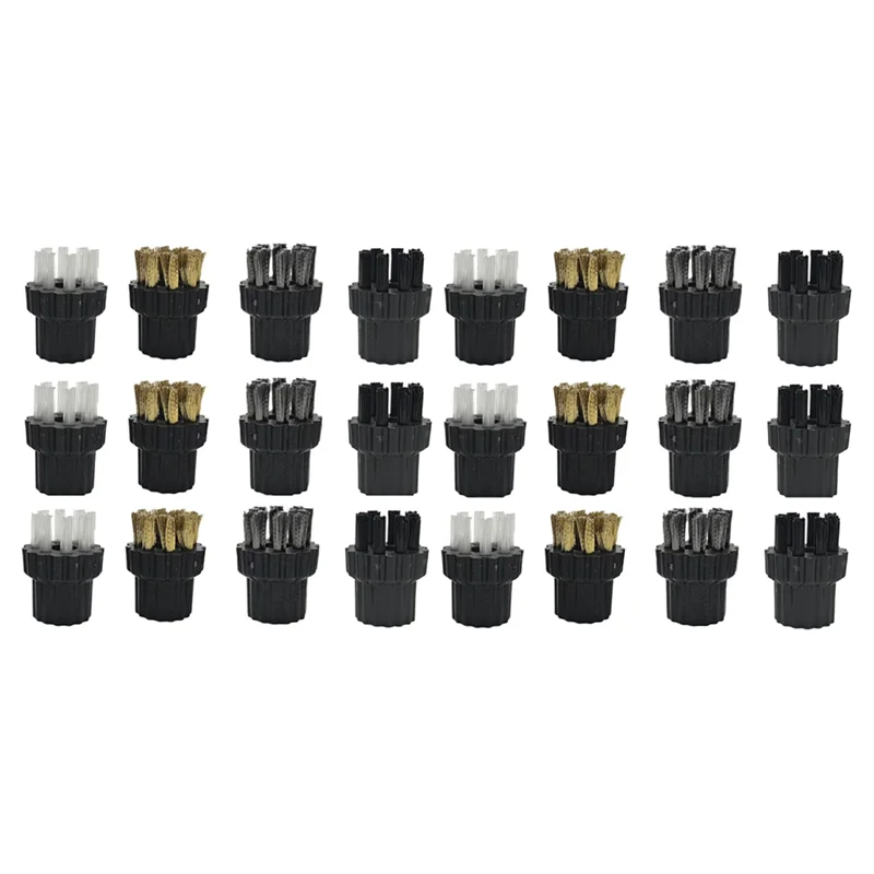 -ESTR Set di testine per spazzole per scopa a vapore da 24 pezzi, spazzola per capelli M8 Spazzola metallica in acciaio inossidabile per una pulizia versatile