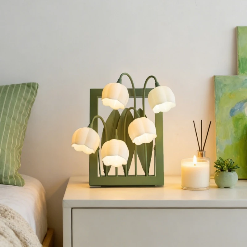 Lily of the Valley photo frame desk lamp bedside lamp bedroom desktop ornament lamp