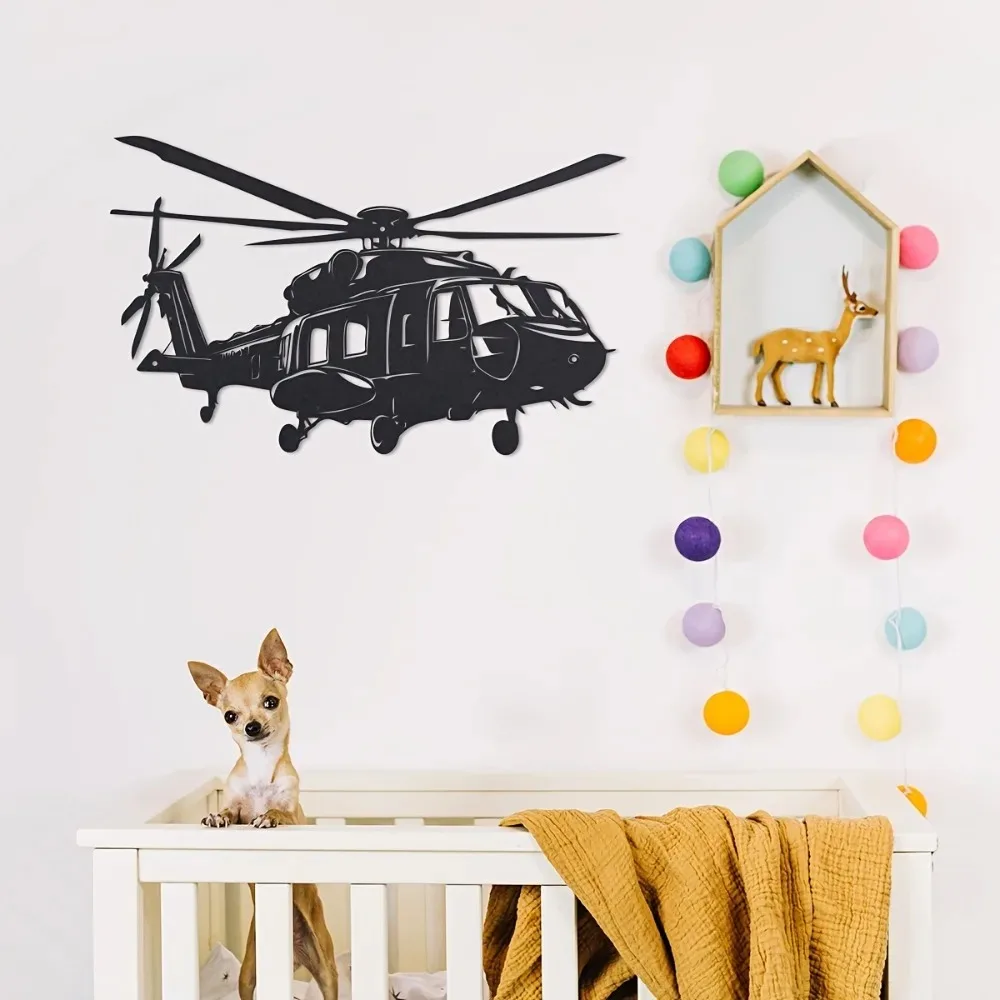Military Helicopter Iron Metal Wall Art Waterproof Indoor Outdoor Hanging Home Wall Decor Gift
