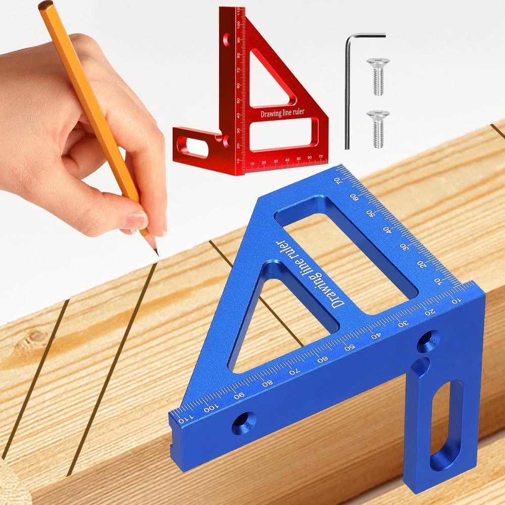 Woodworking Square Protractor Aluminum Alloy Miter Triangle Ruler High Precision Layout Measuring Ruler for Engineer Carpente