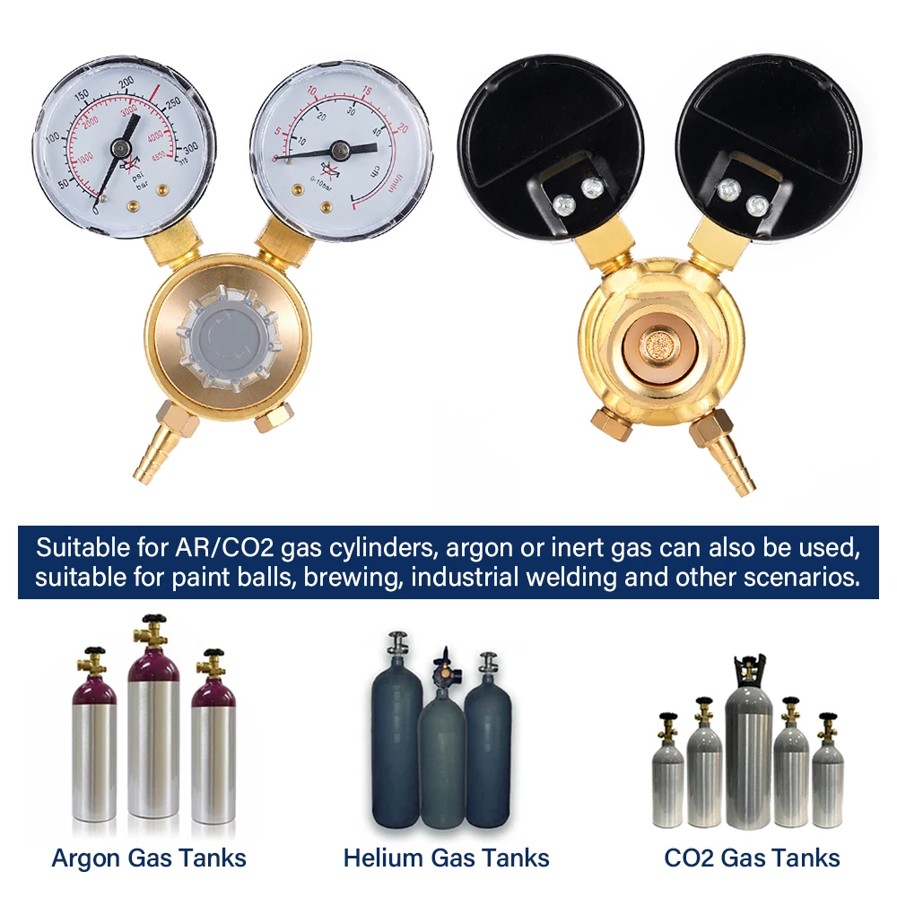 Druckregler Reduzierstück Argon CO2 Schweißen Doppelanzeige Gasflasche MIG WIG Schweißen Durchflussmesser Steuerventil W21,8 1/4 Gewinde – Detail 9