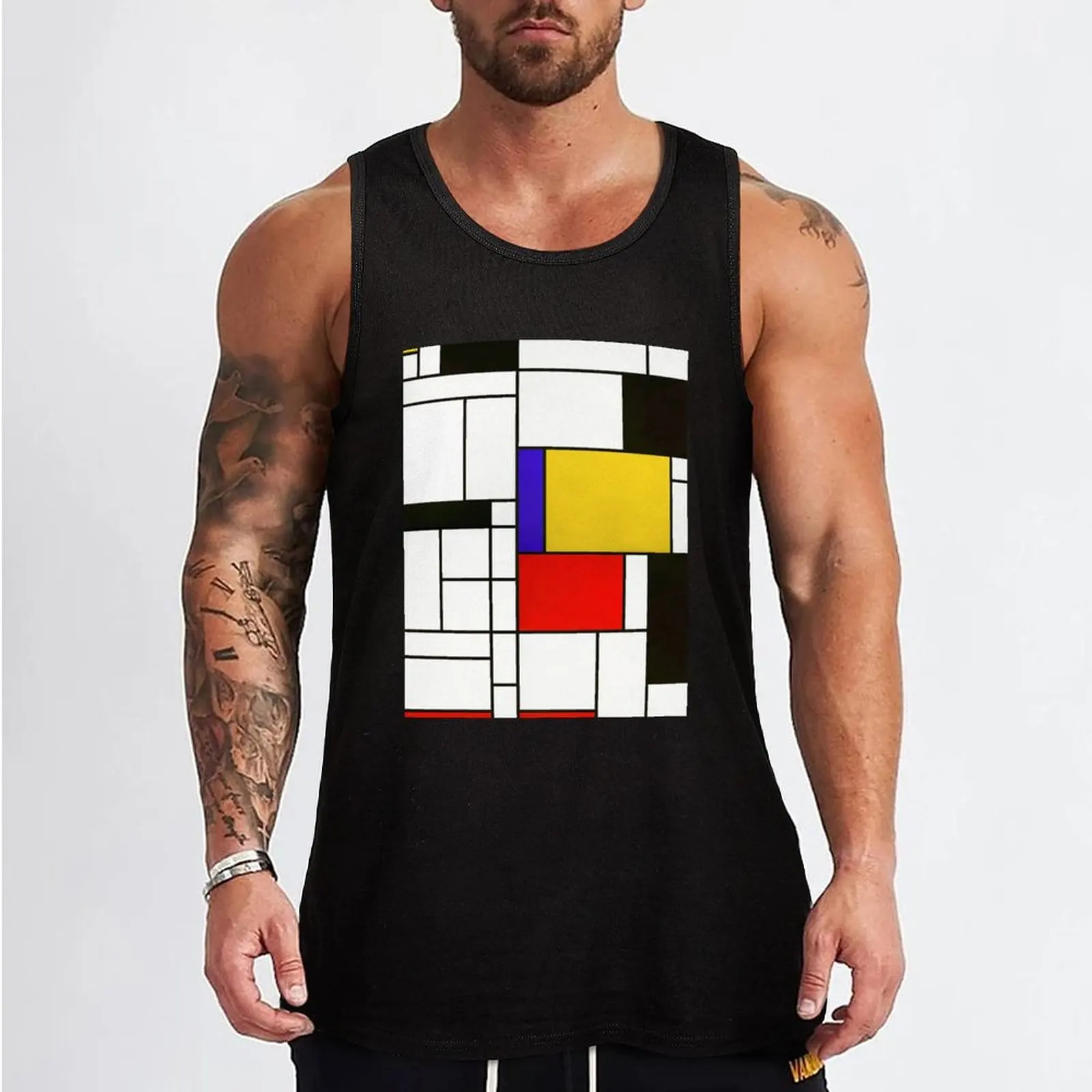 Mondrian Style Abstract Art Tank Top gym men Sports shirt man