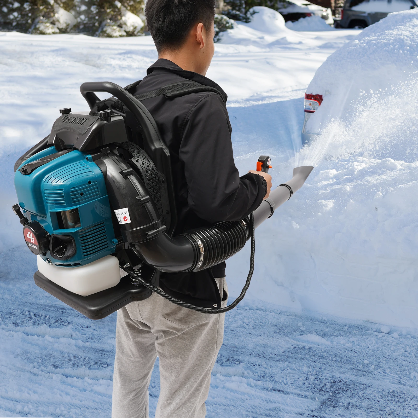 75.6CC 4 السكتة الدماغية على ظهره منفاخ أوراق الشجر 2.6KW البنزين بالطاقة محرك منفاخ الحديقة اللاسلكي الثلوج الغبار تهب تنظيف أداة 7000 دورة في الدقيقة #2