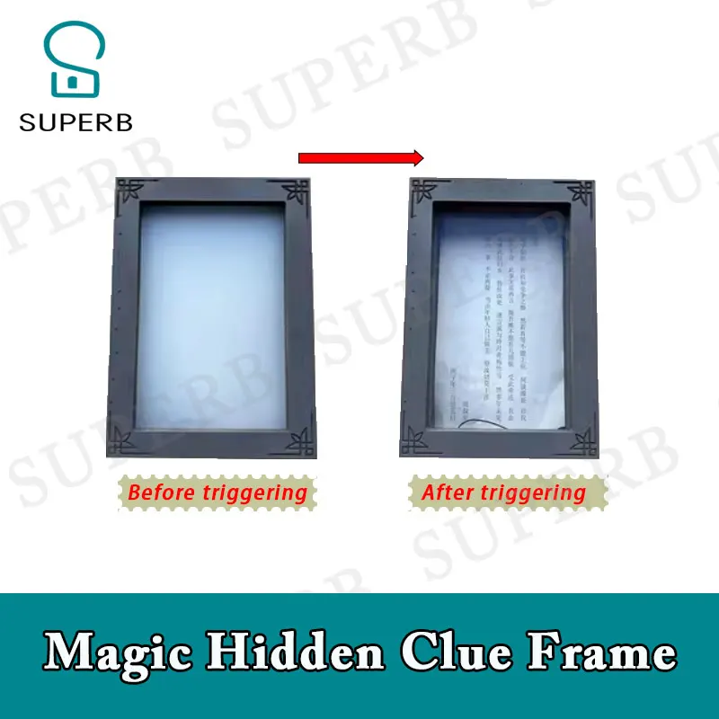 Superb escape room props magic sticker Magic Hidden Clue Frame show the hidden clues behind the magic sticker 2023 New Props