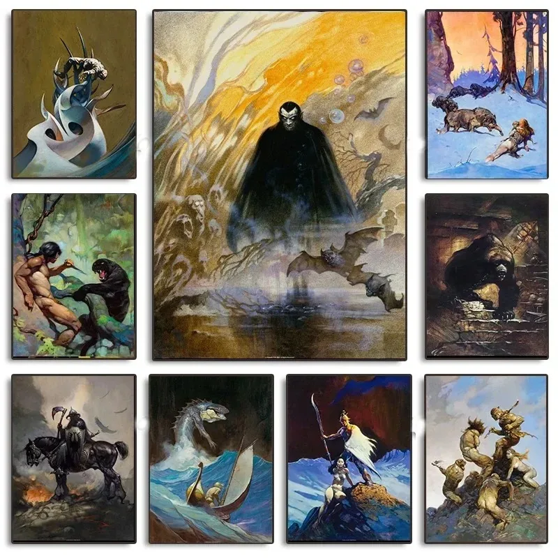 Frank Frazetta-Póster de fantasía, lienzo artístico, pionero, sala de estar moderna, decoración del hogar y dormitorio, regalo