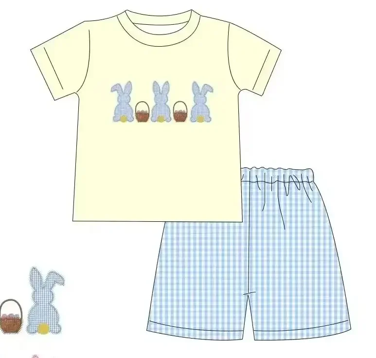 Boutique children Easter clothing wholesale boys girls bunny basket Print easter kids clothing Matches baby bubble