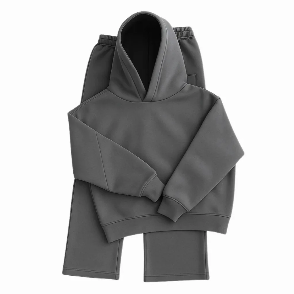 

Heavyweight American Hoodie Set 2 Piece Autumn Winter Sports Sweatshirt Pants silhouette Tracksuit Men Streetwear Men's set