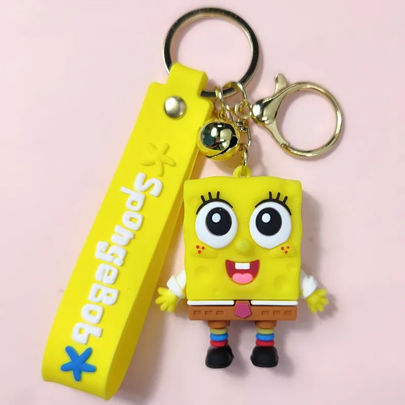 Kawaii SpongeBob Keychain Cute Patrick Star Squidward Tentacles Key Ring Small Doll Pendant Backpack Ornaments Gifts for Friends