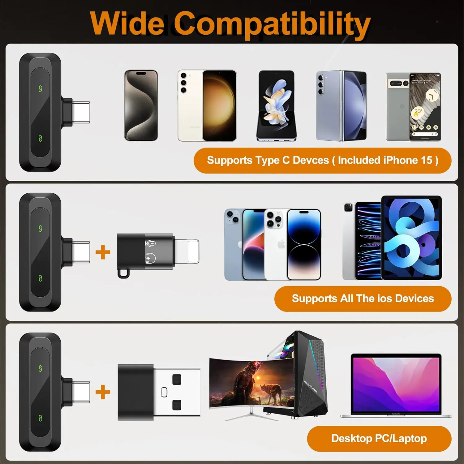 ميكروفون Lavalier لاسلكي احترافي لهاتف iPhone iPad Android والكمبيوتر المحمول والبث المباشر ومقابلة الألعاب وتسجيل مدونة الفيديو وميكروفون صغير