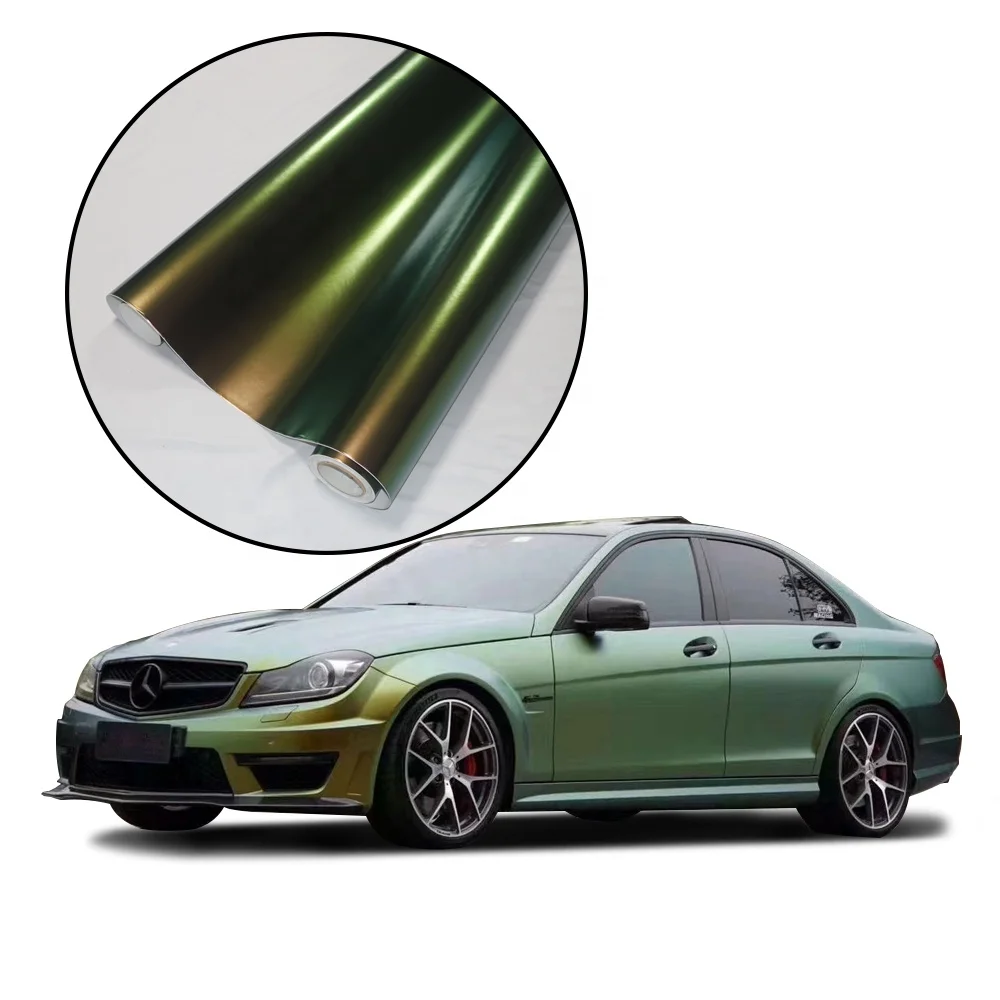 

Самоклеящаяся глянцевая матовая зеленая золотистая коричневая виниловая пленка цвета хамелеона, красочная пленка из ПВХ