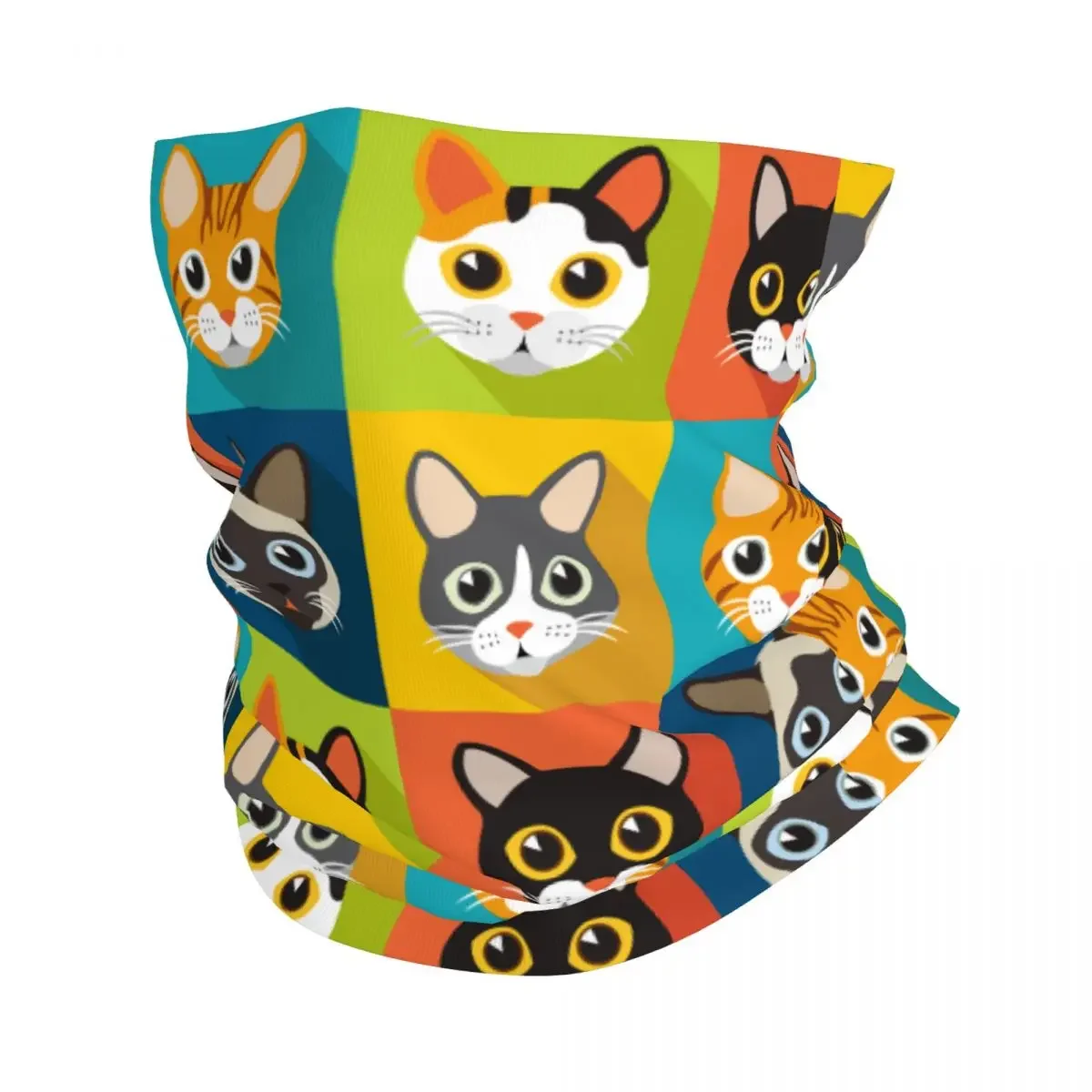 Cute Cat Bandana Neck Gaiter Printed Lover Animal Pet Balaclavas Wrap Scarf Multifunctional Headband Fishing Adult Breathable