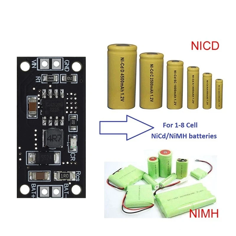 Placa de Carregamento de Bateria NiMH e NiCd, 1-8 Cordas, 2.4V, 3.6V, 4.8V, NIUP11TA