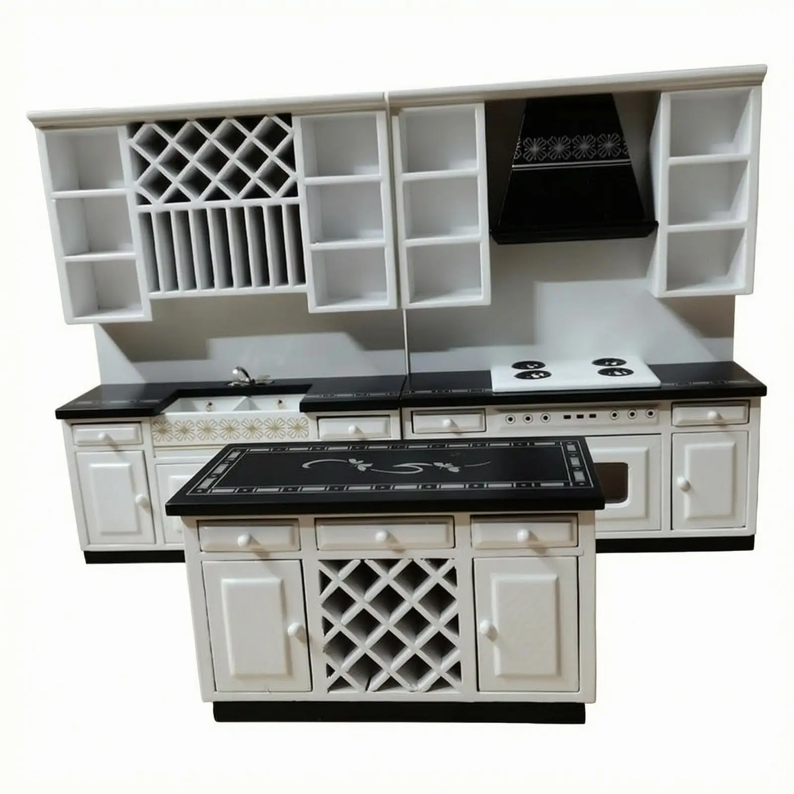 3 Pieces Dollhouse Furniture Realistic 1:12 Scale Dollhouse Kitchen Furniture Set Modern for Creative Displays