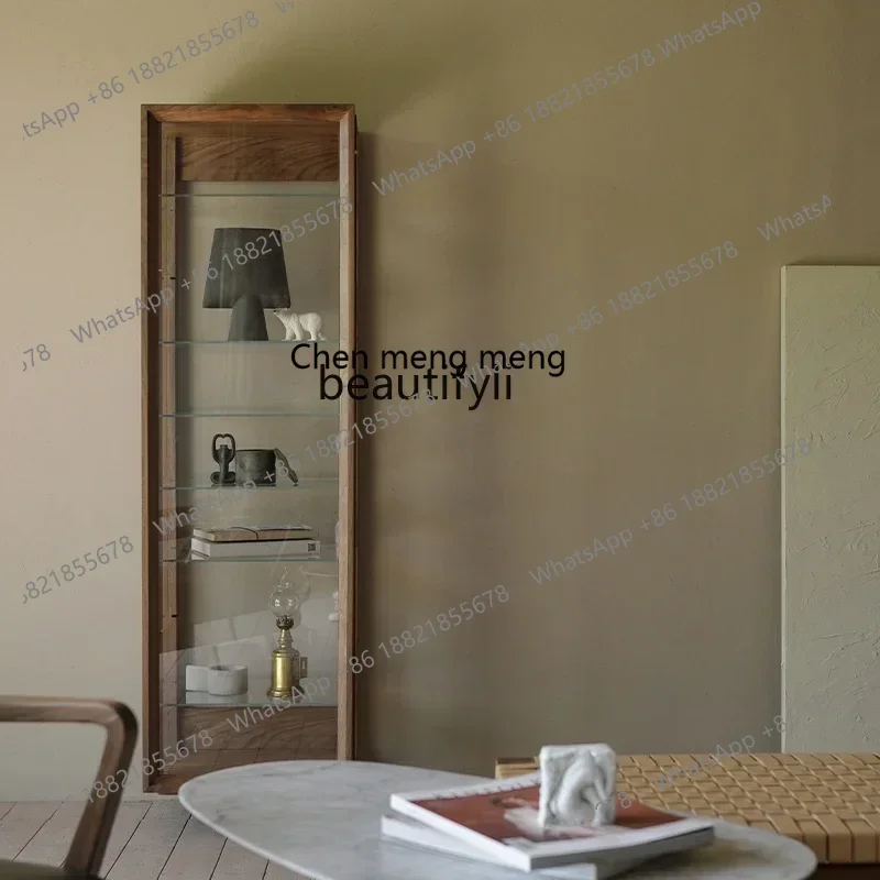 

zq1| Full glass solid wood frame display high cabinet utensils display wine cabinet living room sofa side cabinet