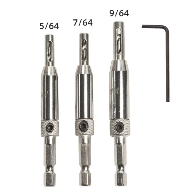 3pcs Self Centering Hinge Drill Bits Door Window Cabinet Woodworking Hole Puncher Wood Reaming Tools Countersink Drill Bits