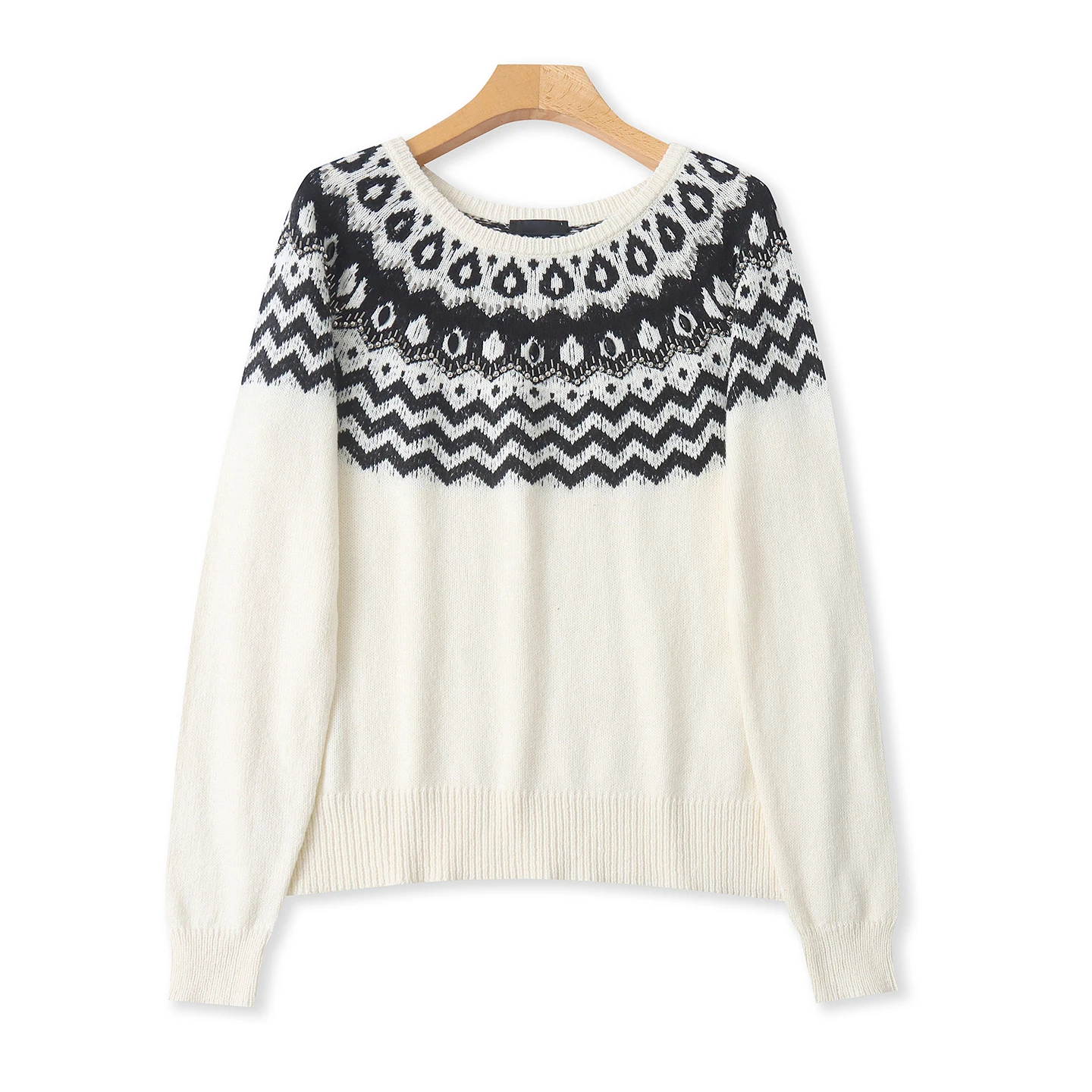 

Вязаный свитер в стиле ретро Fair Isle, круглый, свободный крой, для похудения, осенне-зимний женский модный свитер Lazy Sle Long Sve Crew Ne