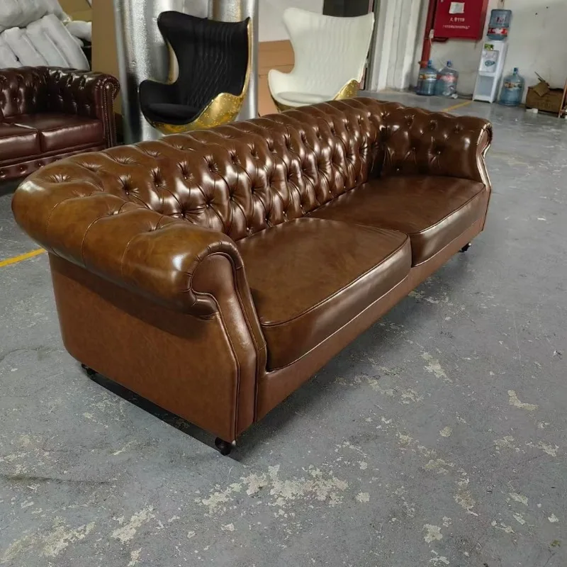 

American retro burgundy casual sofa