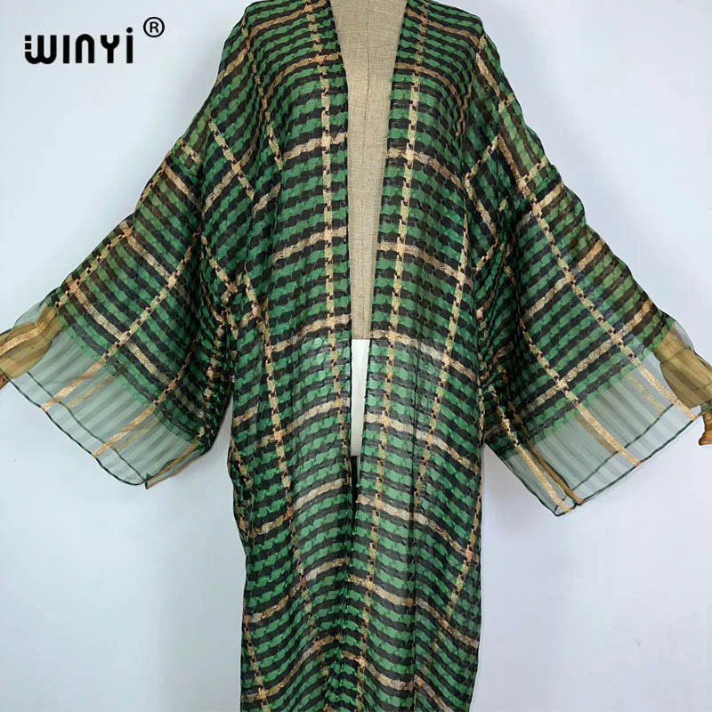 Winyi Sommer Kimono Frauen Retro Boho Print Langarm Cardigan weibliche Bluse lose lässige Strand vertuschen Party Kuwait Kaftan