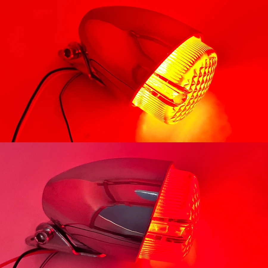 Yecnecty Motorcycle Tail Rear Light Black ABS Housing+Metal Bracket Motorbike Brake Stop Lamp For Cafe Racer Honda Kawasaki