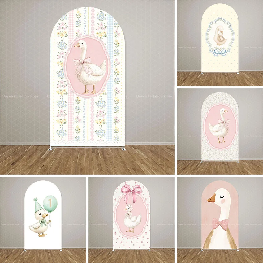 

Двусторонний фон-арка с розовыми цветами и бантом «Глупая гусыня» для детского дня рождения, вечеринки в честь рождения ребенка, украшение для фотозоны