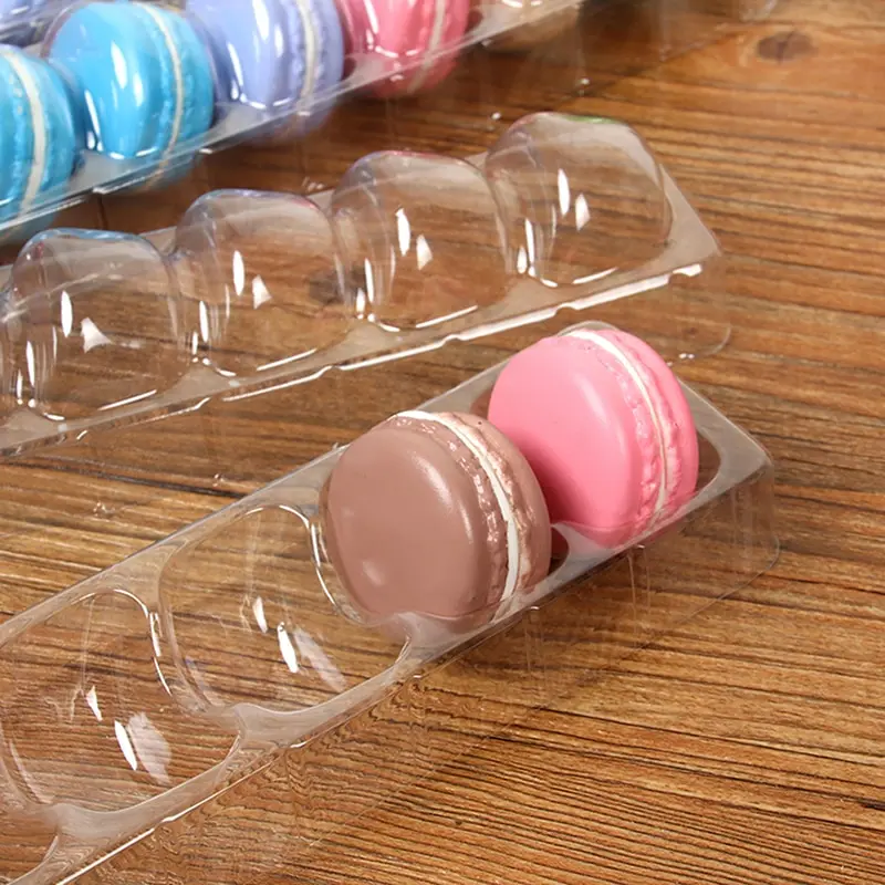 5PCS Macaron Box Transparent PET Dessert Pastry Packaging Boxes Cake Display Decoration Holds 6 Macarons Party Supplies Only Box