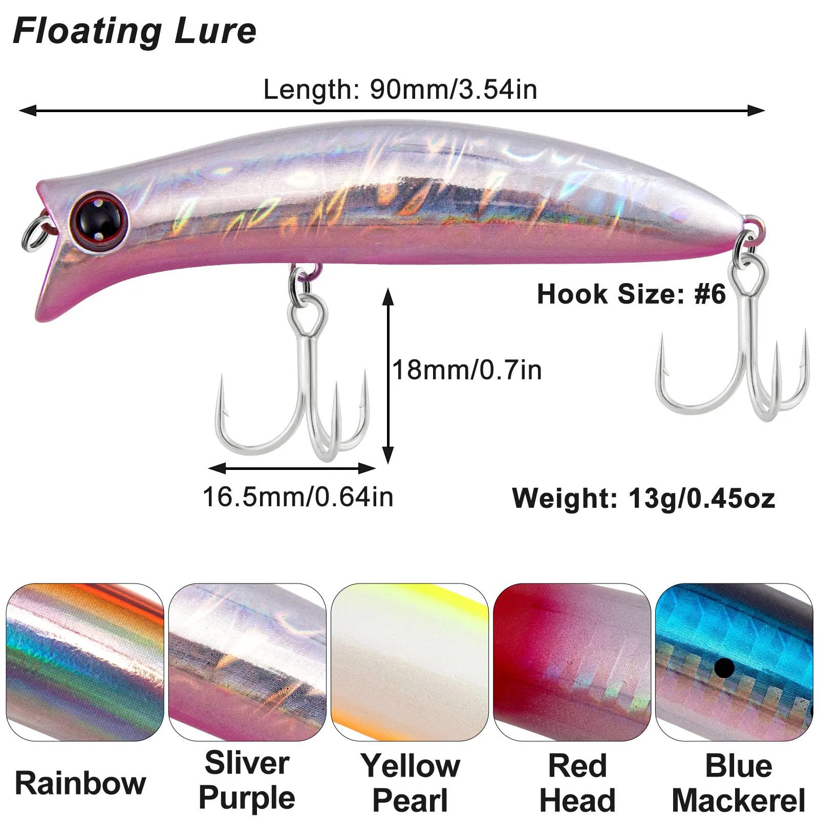 Señuelo Popper Laser Scale flotante de superficie para agua salada