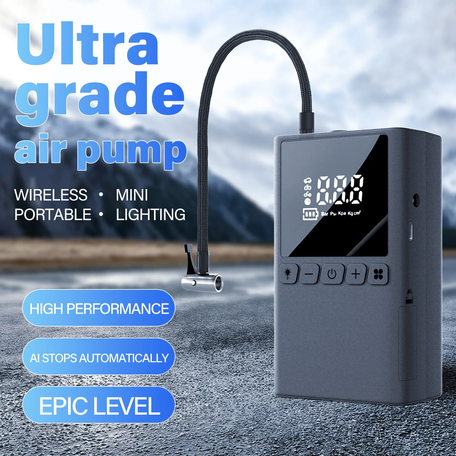 

Портативный беспроводной интеллектуальный воздушный насос для автомобиля, мотоцикла и велосипеда — быстрый накачивающий насос для шин (горячая распродажа автомобильных аксессуаров)