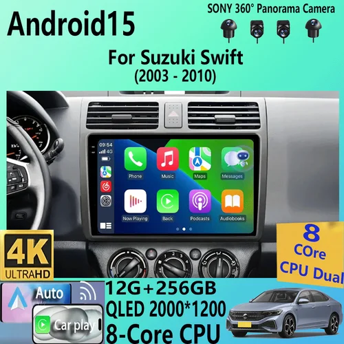 Radio de coche 2din Android 15 para Suzuki Swift 2003 - 2006 2007 2008 2009 2010 reproductor Multimedia estéreo Carplay GPS DVD unidad principal