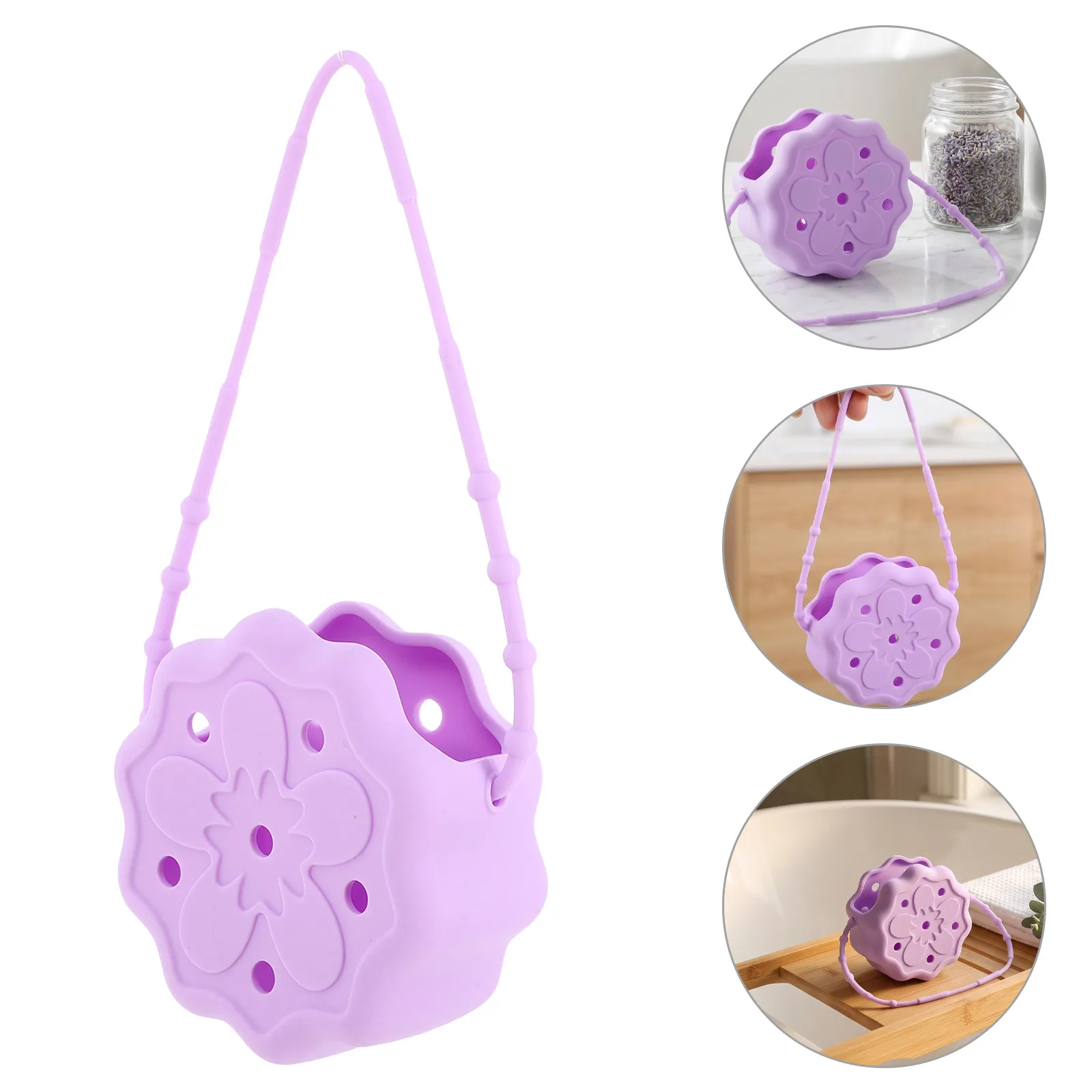 Shower Steamer Tray Silicone Hanging Holder Purple Essential Oil Tablet Tray Bathroom Aromatherapy Shower Melt Holder Steam view 3