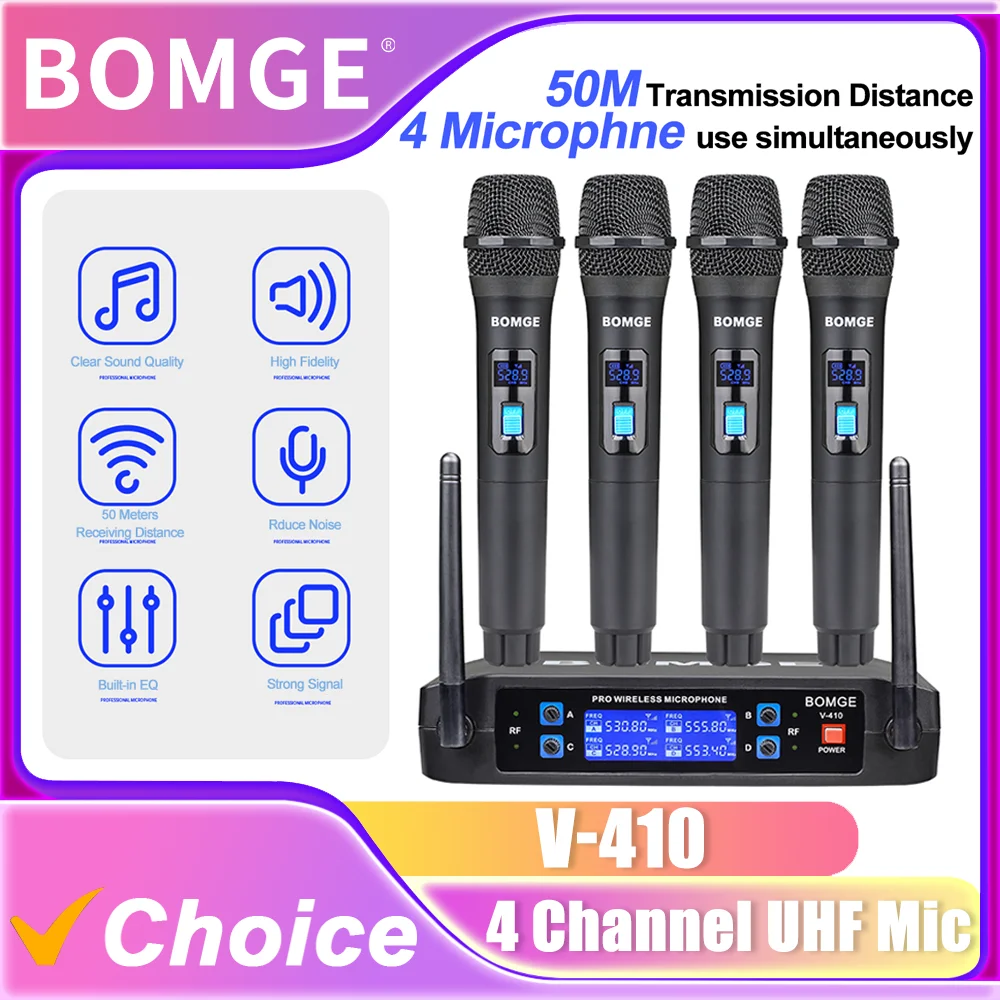 sistema-microfonico-wireless-bomge-v410-a-4-canali-uhf-con-4-microfoni-portatili-a-lungo-raggio-200ft-per-chiesa-e-karaoke