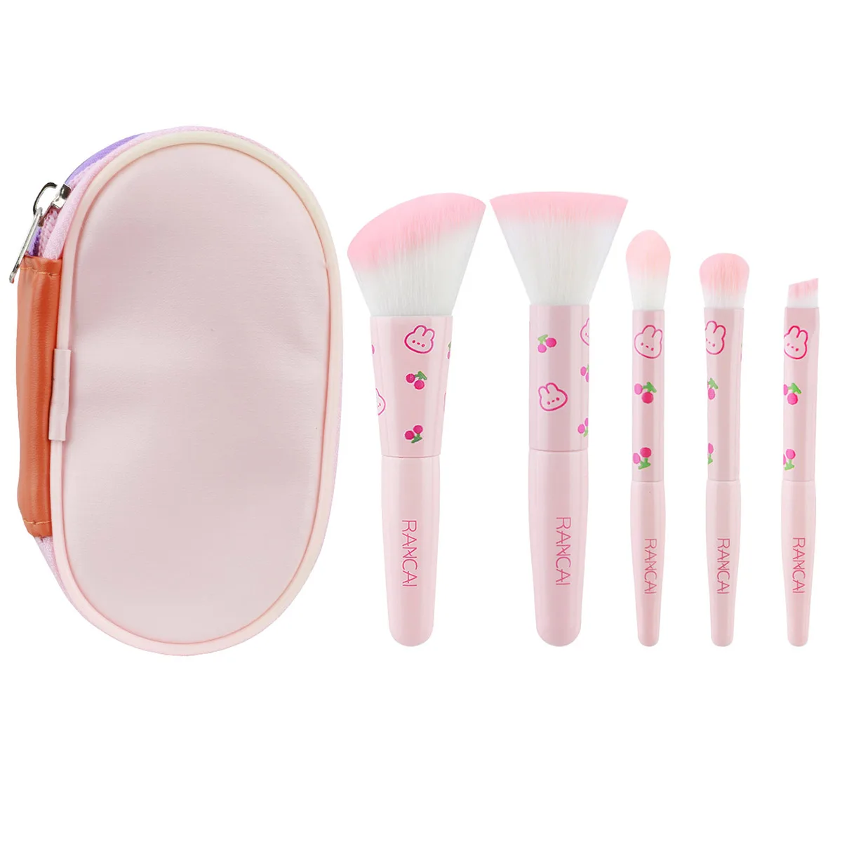 5-teiliges süßes kompaktes Make-up-Pinsel-Set mit Etui, Premium-Pinsel für makellose Grundierung, Rouge, Lidschatten-Anwendung, Beauty-Tools – Detail 11